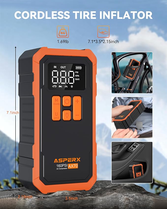 Tire Inflator Portable Air Compressor- 160PSI & 10000mAh Portable Air Pump - Image 7
