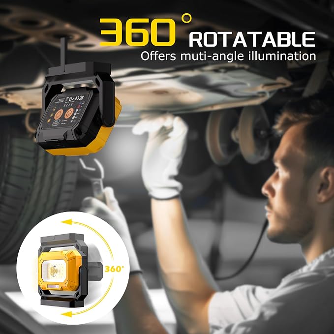 2 Pack Magnetic Work Light, 1500LM led work light, 4000mAh Rechargeable Work - Image 2