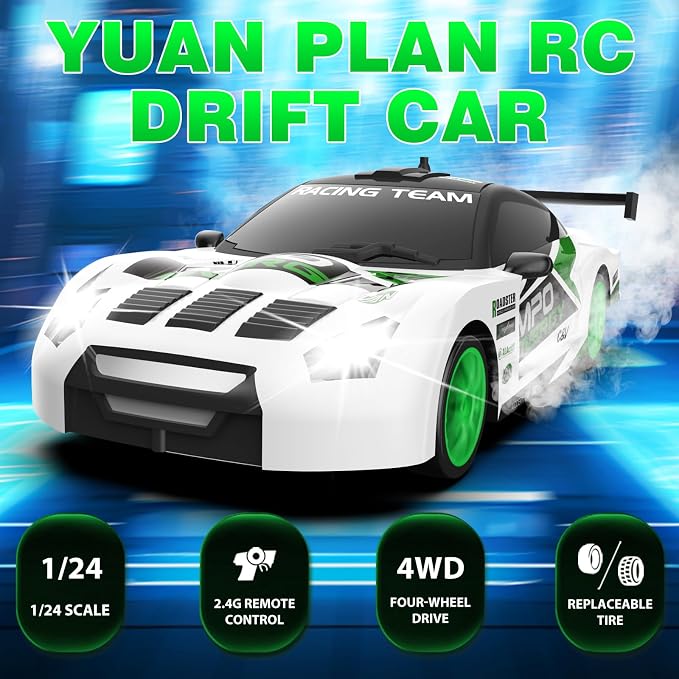 Remote Control Car 2.4GHz 1:24 Scale 4WD RC Drift Car 15KM/H High Speed - Image 2