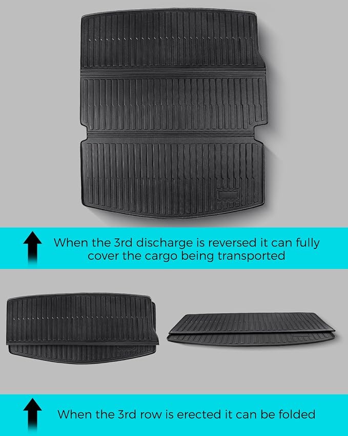 Floor Mats Full Set for Dodge Durango 2011-2015 7 Seats, All Weather Floor Mats - Image 4