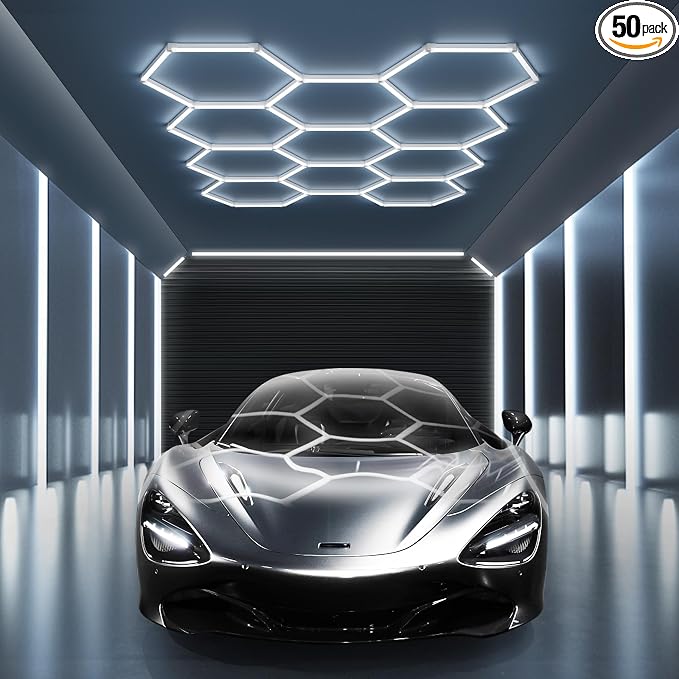 MODERN 11 Hexagon LED Garage Light, Ultra-Bright 6500K Natural White, 11 Grids by MODERN