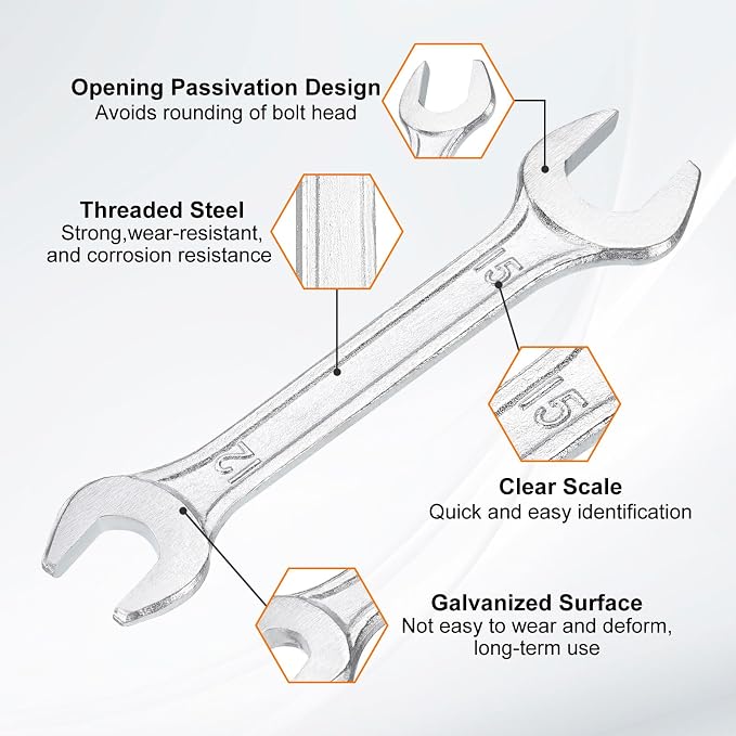 HARFINGTON 2pcs Double Open End Wrench 12mm x 15mm Metric 15 Degree Offset - Image 4