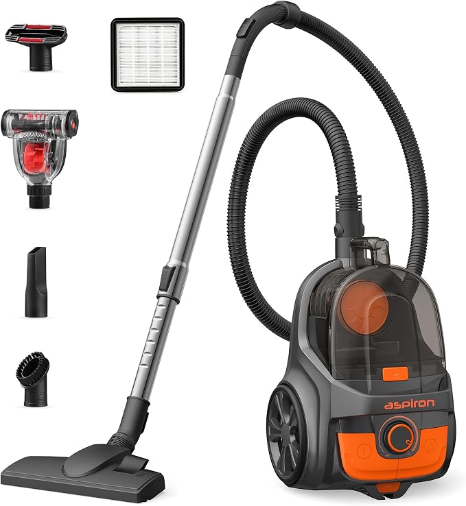 Aspiron Canister Vacuum, Upgraded 1600W Bagless Canister Vacuum Cleaner by aspiron