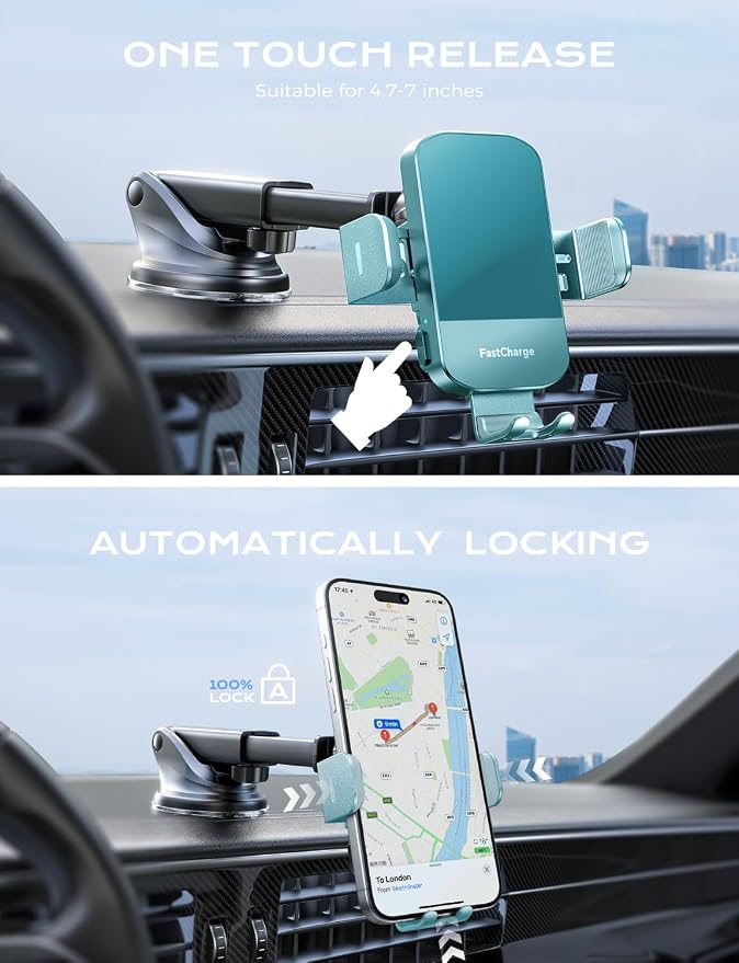 CHGeek Wireless Car Charger, 15W Fast Charging Auto Clamping Car Charger Phone - Image 5