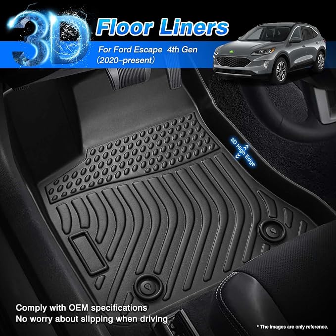 Floor Mats for Ford Escape 2020-2025 2026, All Weather Floor Liner for Escape - Image 2