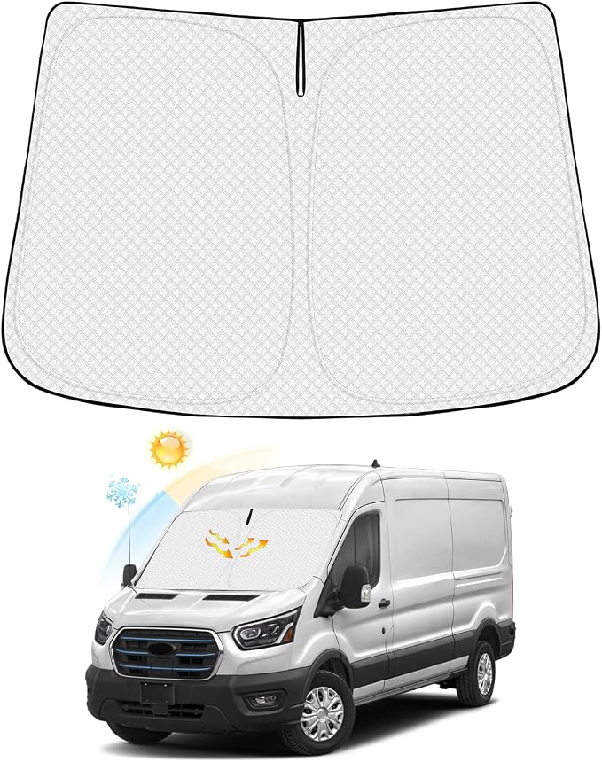 Windshield Sun Shade for 2022-2025 2026 Ford E-Transit Accessories Thicken by Canvcle