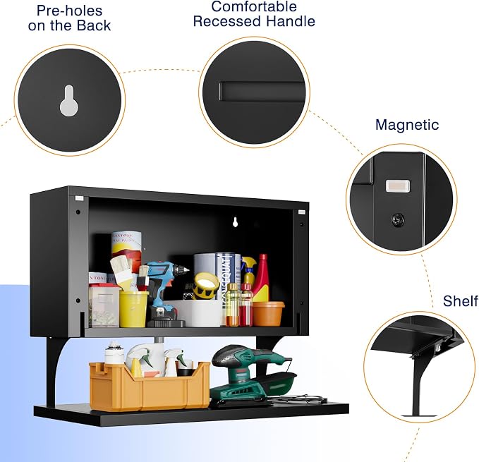 Yizosh Metal Wall Cabinet with Door, Wall Mounted Metal Storage Cabinet with - Image 6