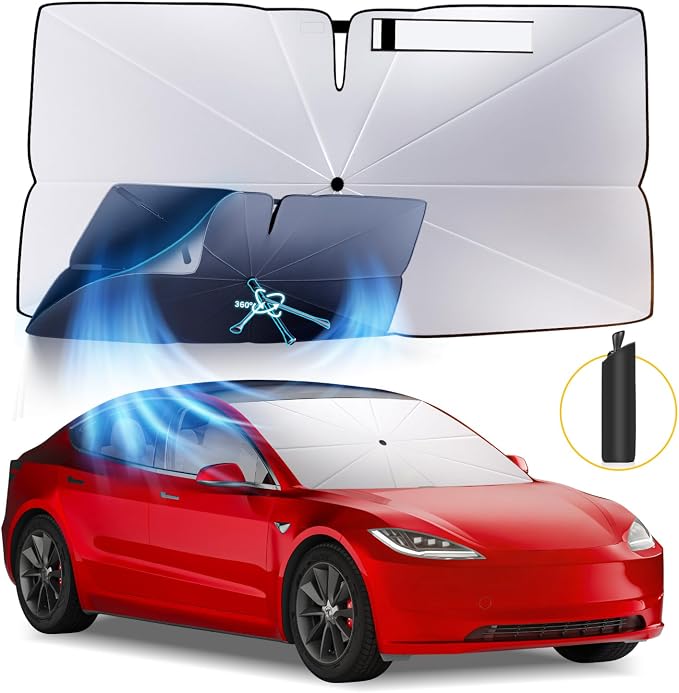 Windshield Sun Shade Umbrella: for Tesla Model3-2016-2023 2024 2025 Model 3 by HIMUMOY