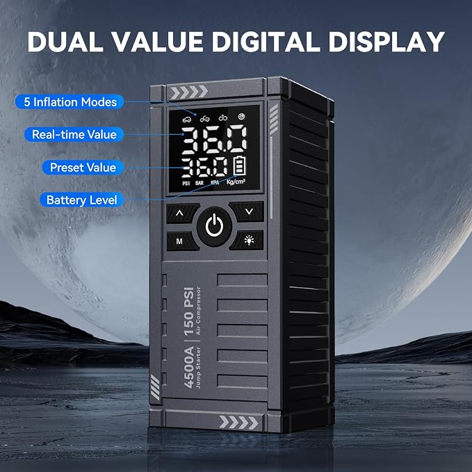 Car Battery Jump Starter with Air Compressor - Image 7