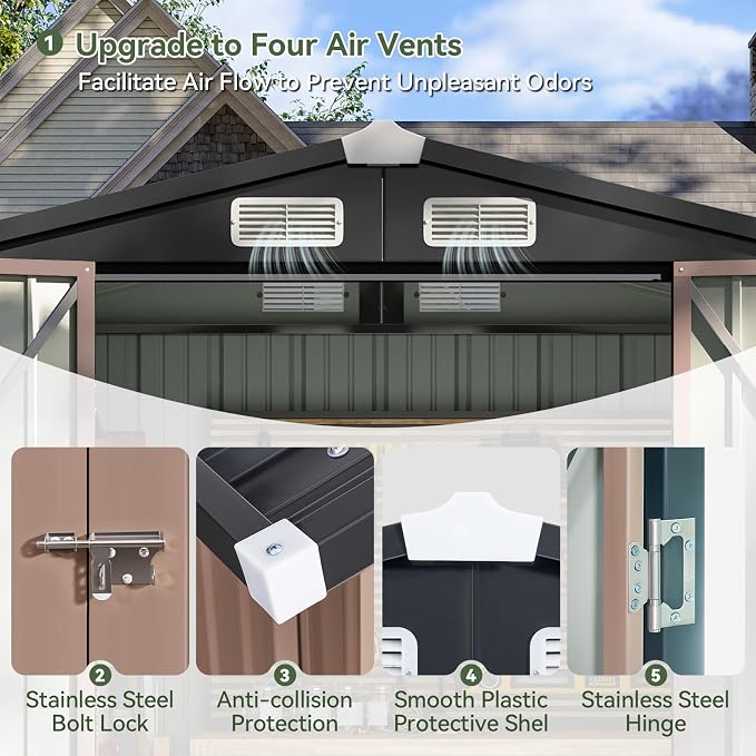 Aoxun 6.2x4 FT Shed Outdoor Storage Shed - Image 7