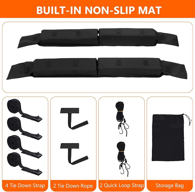 Car Soft Roof Rack Black 600D Oxford Cloth EVA Foam Anti Slip Bottom Universal - Image 6