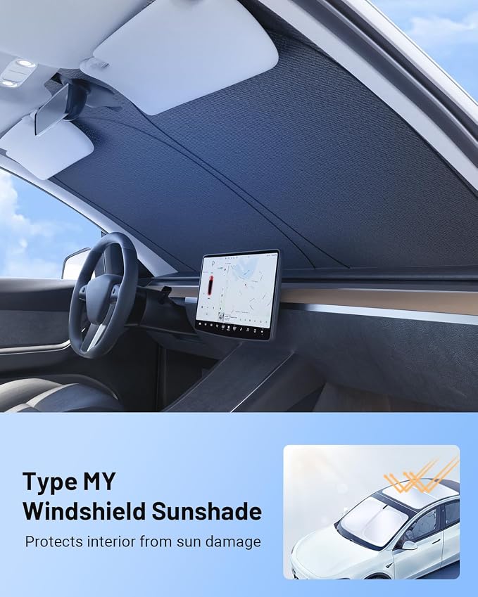 Compatible for Tesla Model Y 3Pcs Sunshade Windshield & Roof, Portable Foldable - Image 7