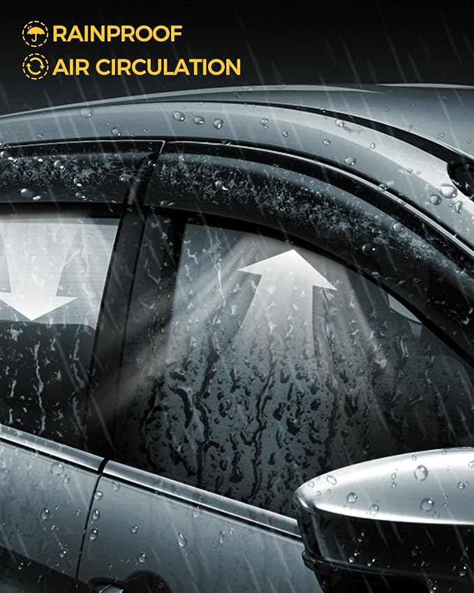 Rain Guards for Car Windows, Tape-On Window Visors Rain Guards Fit for Honda - Image 3