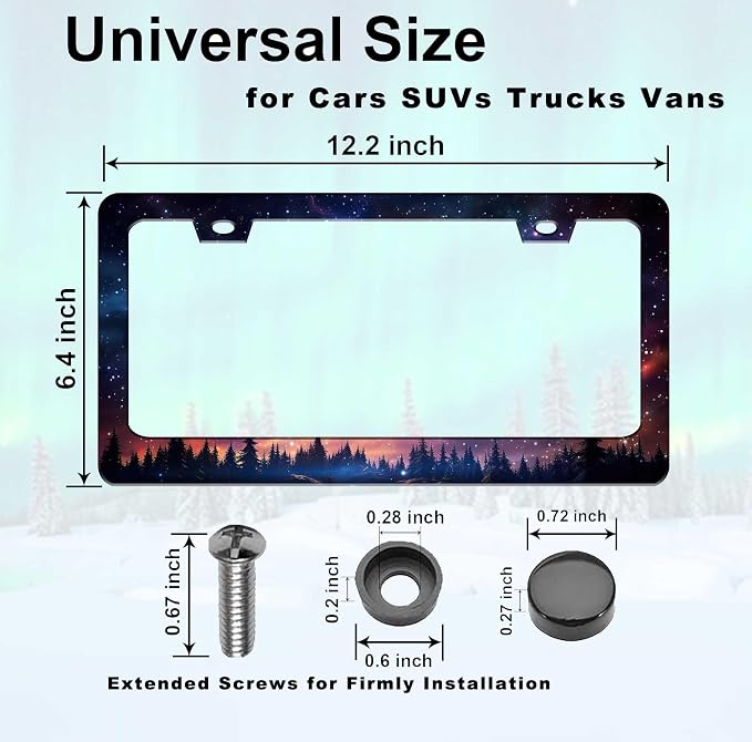 Galaxy License Plate Frame for Women Men 2 Pack-Heavy Duty Rustproof Aluminum - Image 4