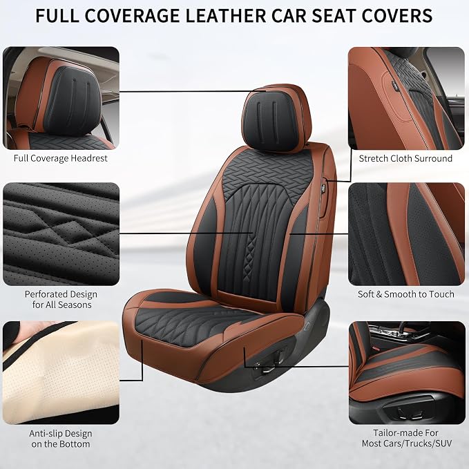 Car Seat Covers Full Set, Leather Seat Covers - Image 2