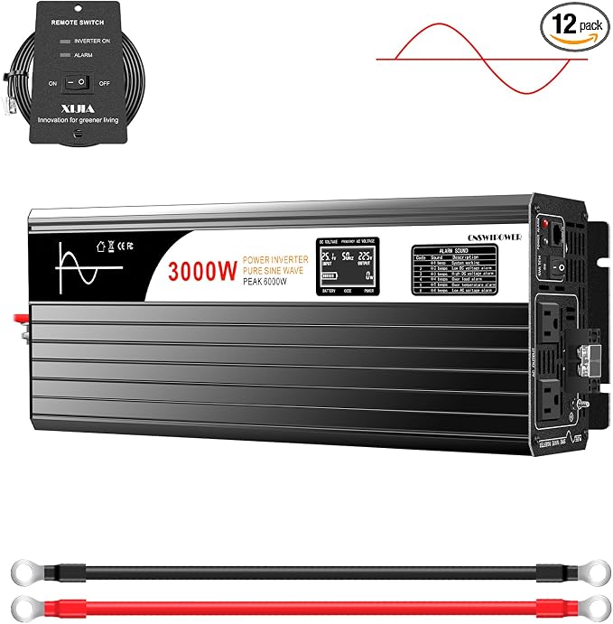 Xijia 3000W Pure Sine Wave Inverter DC 72V to AC 120V 60HZ Solar Converter by XIJIA