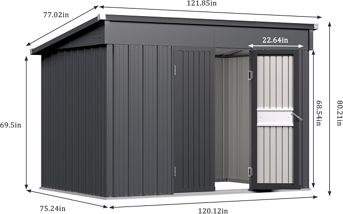 VEIKOU Metal Storage Shed, 6x10FT Outdoor Storage Shed - Image 3
