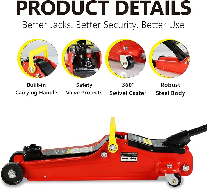5 Piece Car Truck Floor Jack Service, Hydraulic Trolley Floor Jack & Jack - Image 6