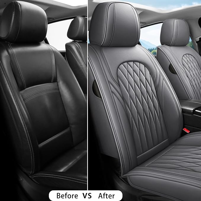 WELLDO Car Seat Covers Front Seats, Leather Seat Covers - Image 5