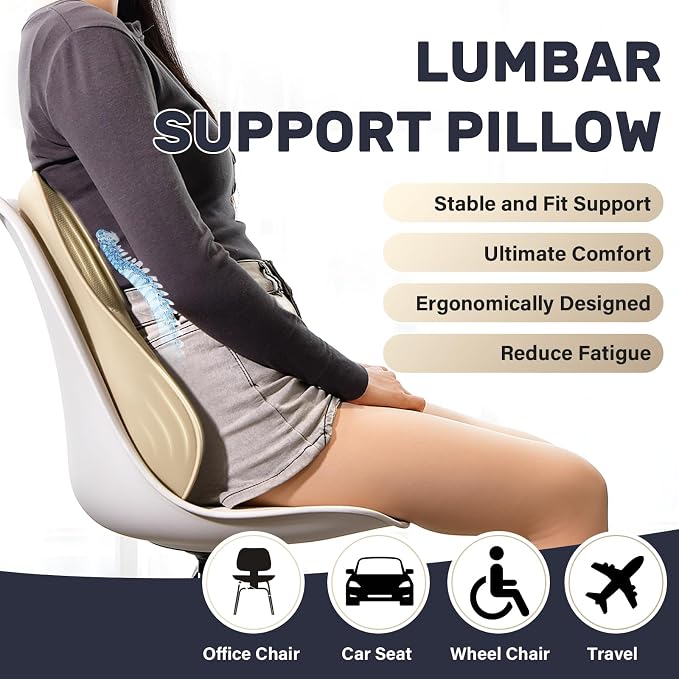 Coverado Lumbar Support Pillow for Car, Ergonomic Memory Foam Back Pillow for - Image 4