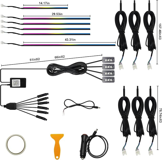 Acrylic Interior Car LED Strip Light, AMKI Car Led Lights Interior - Image 5