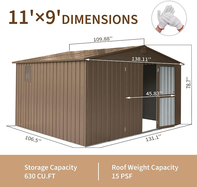 IKERY Large Galvanized Steel Storage Shed - Image 7