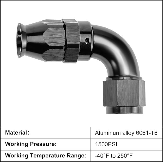 EVIL ENERGY 10AN 90 Degree PTFE One Piece Full Flow End Hose Fitting Aluminum - Image 3