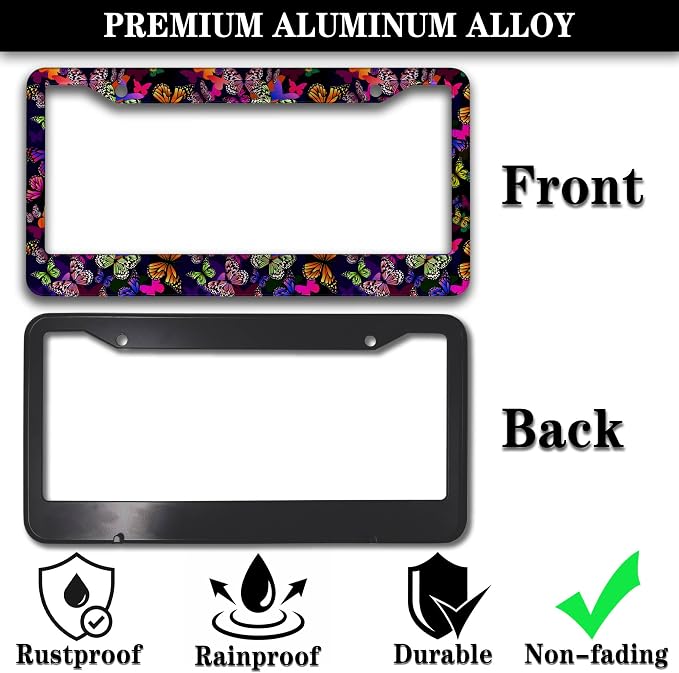 License Plate Frames Multicolor Car Plate Frame Colorful Watercolor Butterfly - Image 3