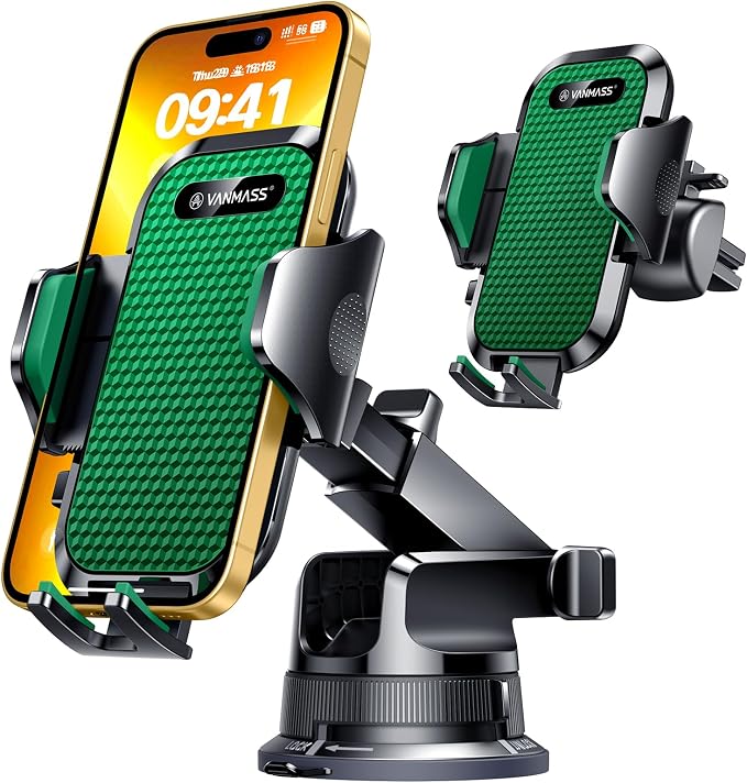 VANMASS Universal Car Phone Mount Dashboard Phone Holder, Handsfree Windshield by VANMASS