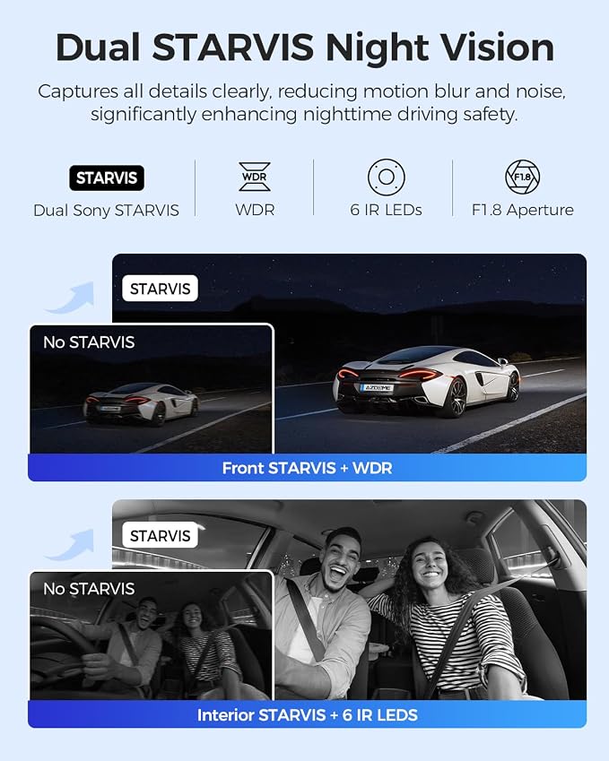 AZDOME M550 Max 4K 3 Channel Dash Cam, Dual STARVIS Sensors, 4K+2.5K+1080P - Image 3
