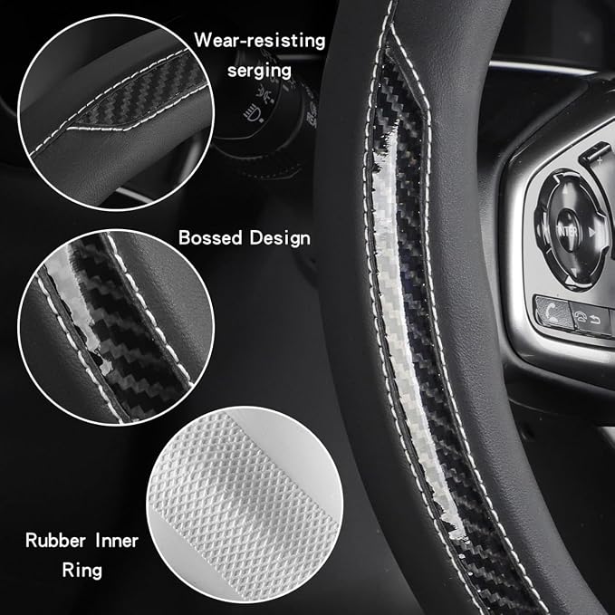 New Leather Car Steering Wheel Cover, Non-Slip Car Wheel Cover Protector - Image 5