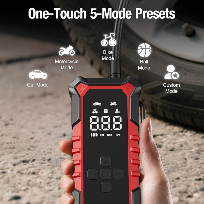 GOOLOO A6 Gear Tire Inflator Portable Air Compressor, 160 PSI Cordless Tire - Image 4