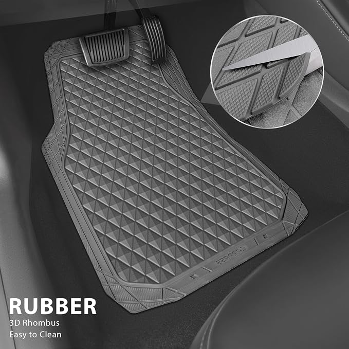 CAR PASS Gray Rubber Car Floor Mats & Cargo Liners, Durable Anti-Slip 3D - Image 2