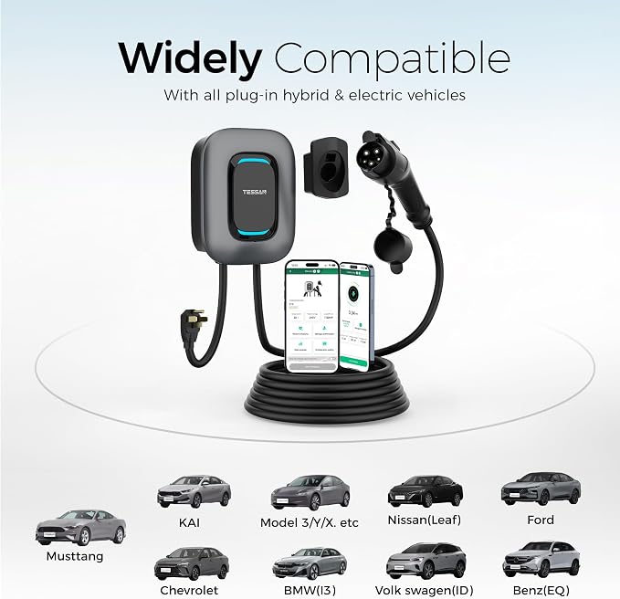 EV Charger Level 2, TESSAN 40A/240V Electric Vehicle Charing Station, Smart EV - Image 4
