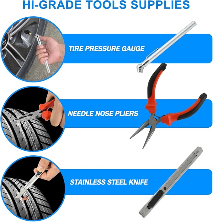 Tire Repair Kit, Tire Inflator Portable Air Compressor, Heavy Duty Flat Tire - Image 6
