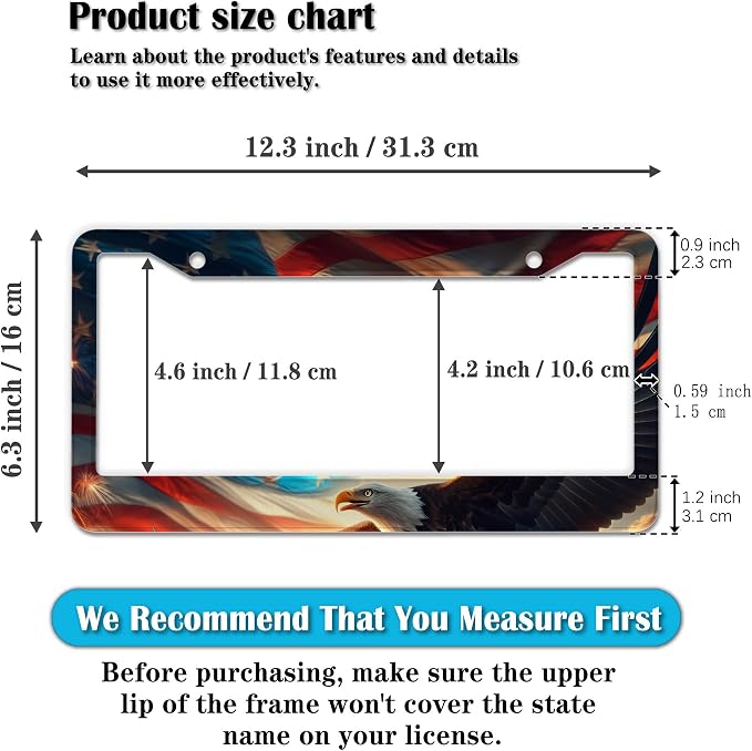 Automotive Exterior Accessories Multicolor License Plate Frames American Flag - Image 2