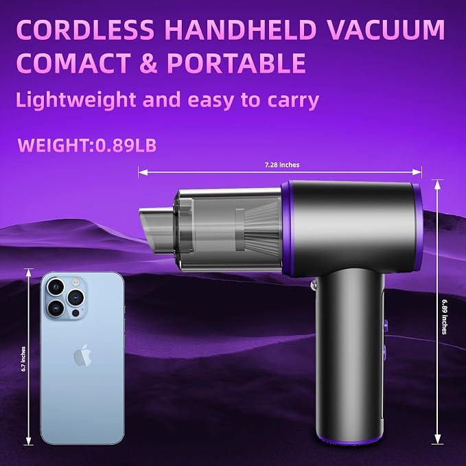 Aihoye Car Vacuum Portable Cordless, 17000PA Mini Vacuum Cleaner - Image 6