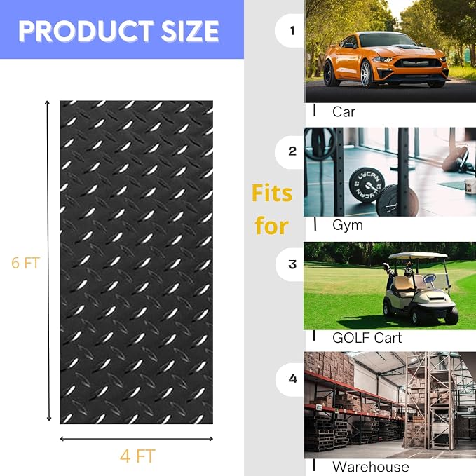 4X6 FT Garage Floor Mat， 2.5 Inch Thickened Diamond Plate Flooring Roll - Image 6