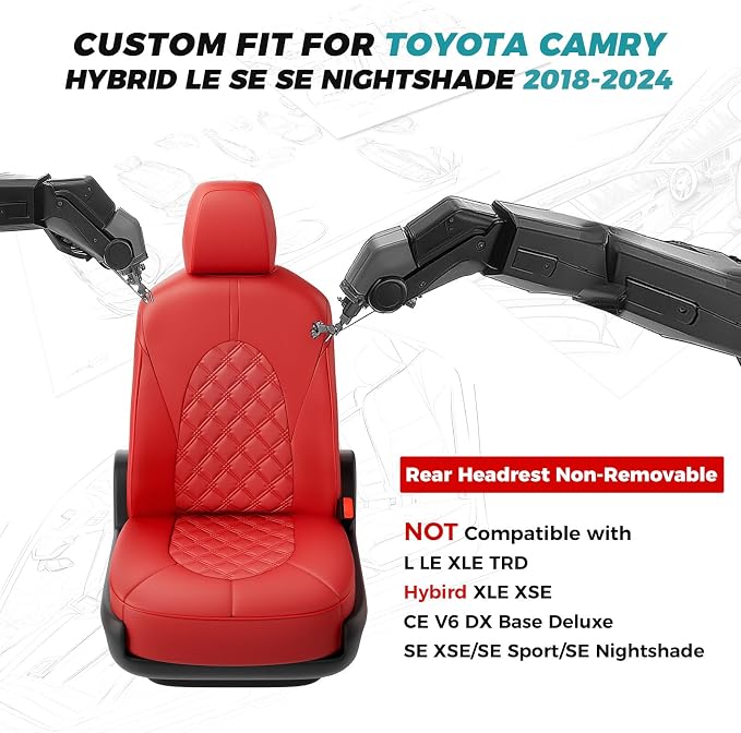 for Toyota Camry Seat Covers Hybrid LE SE 2018 2019 2020 2021 2022 2023 2024 - Image 2