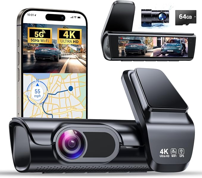 K600 4k Dash Cam Front and Rear, 3.59" IPS Screen, Built-in GPS 5G WiFi Dash by OVAMAN