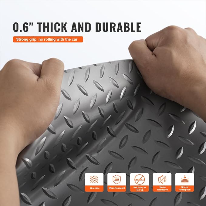 VEVOR Garage Floor Mat, 19 x 4.9 FT PVC Garage Flooring Roll, Non-Slip Diamond - Image 3