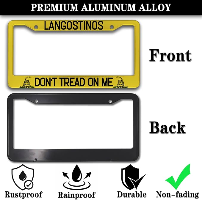 License Plate Cover Yellow Black License Plate Frames Langostinos Don’t Tread - Image 3