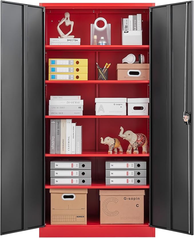 SISESOL Red Metal Storage Cabinet - Image 4