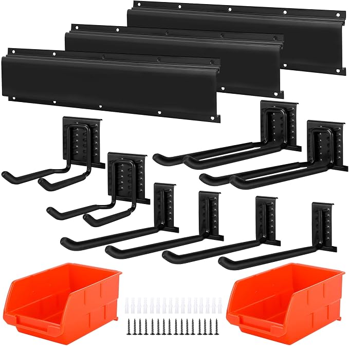 Garage Tool Organizer and Hanging Storage Rack, Heavy Duty Hooks by MENEONE