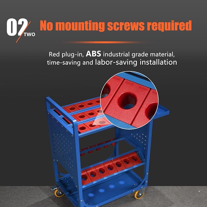 Blue Classic 50 Taper CNC Tool Holder Transfer Cart, 25 Capacity CAT/BT50 - Image 5