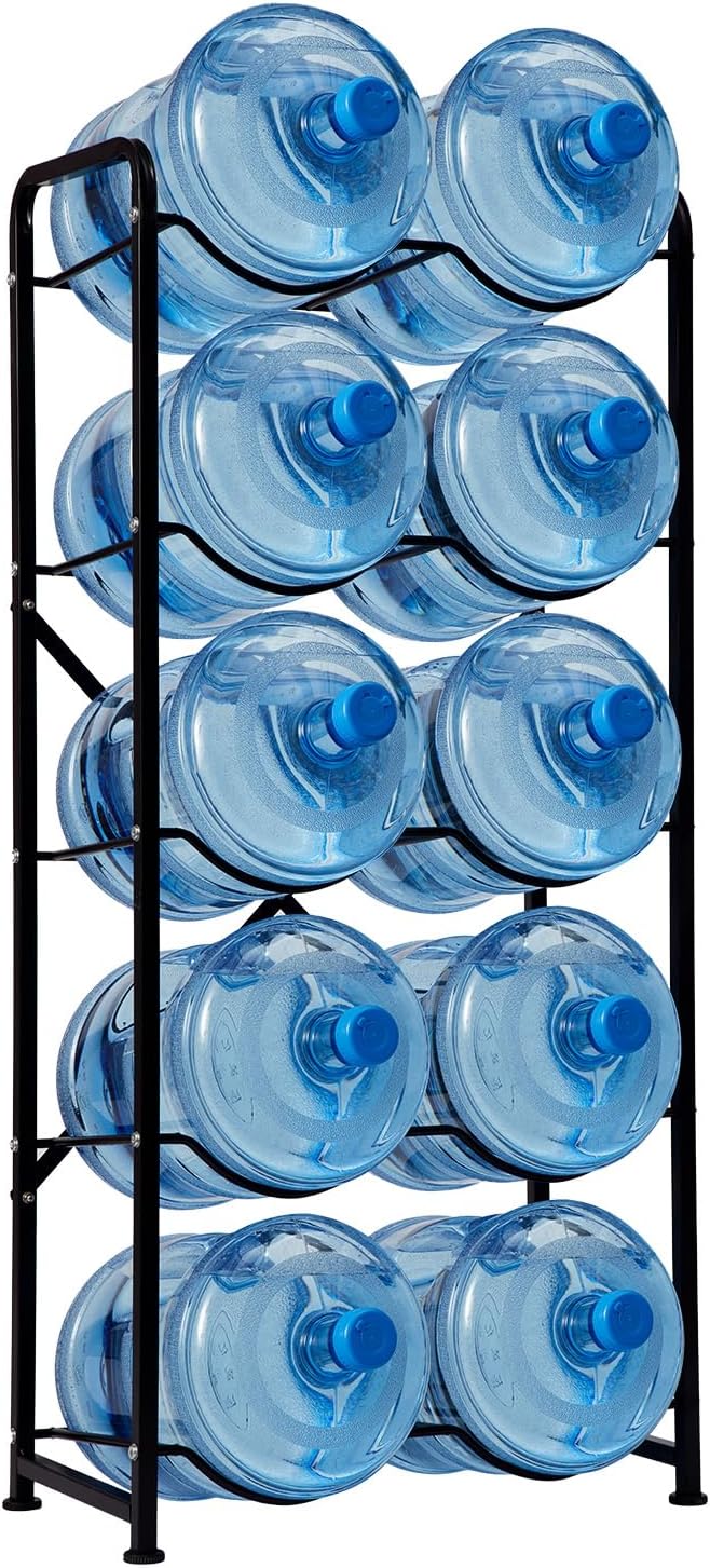 5 Gallon Water Jug Holder, 5-Tier Reinforced Carbon Steel Bottle Storage Rack by CMYZ