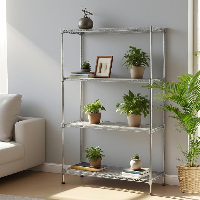 Heavy-Duty 4 Tiers Chrome Steel Wire Shelving NSF Certified. Adjustable Storage - Image 7