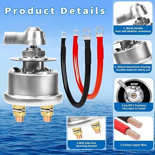 200A Battery Disconnect Switch 12V 48V Battery Shut Off Switch Master Power - Image 6