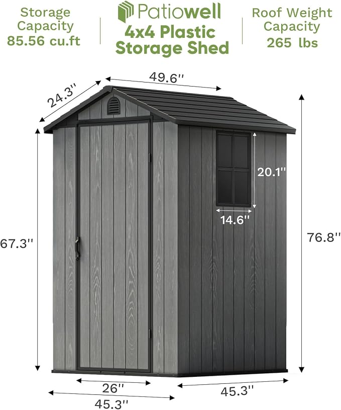 Patiowell 4' x 4' Plastic Outdoor Storage Shed - Image 3