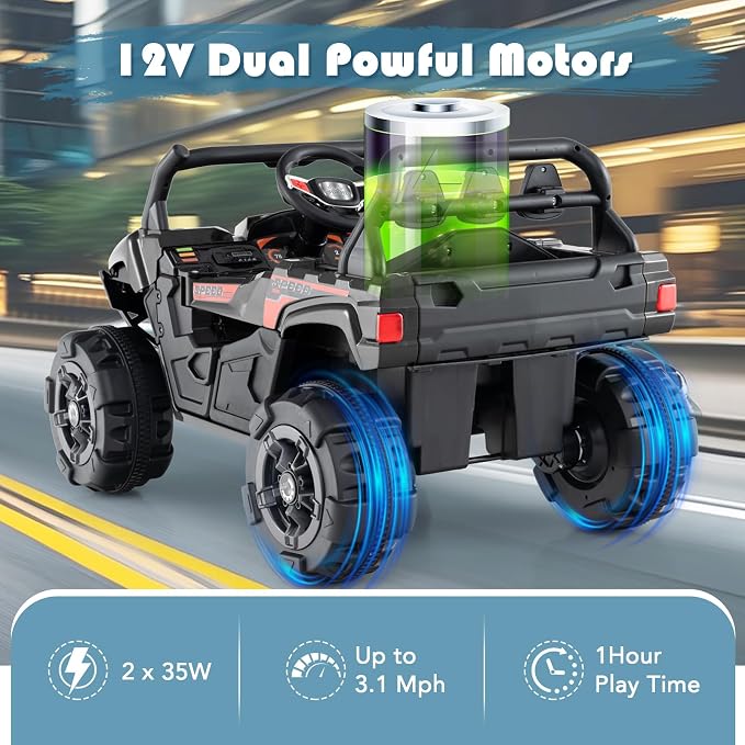 OLAKIDS 12V Ride on Car UTV, Battery Powered Off-Road Kids Electric Vehicles - Image 3